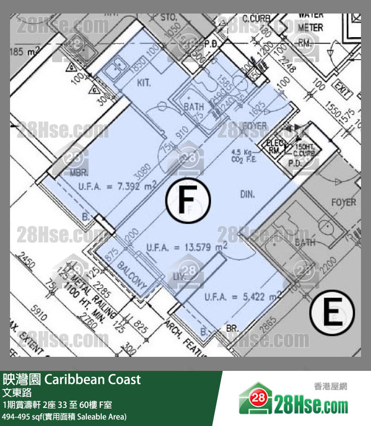 映灣園 1期賞濤軒2座39樓 F室 平面圖