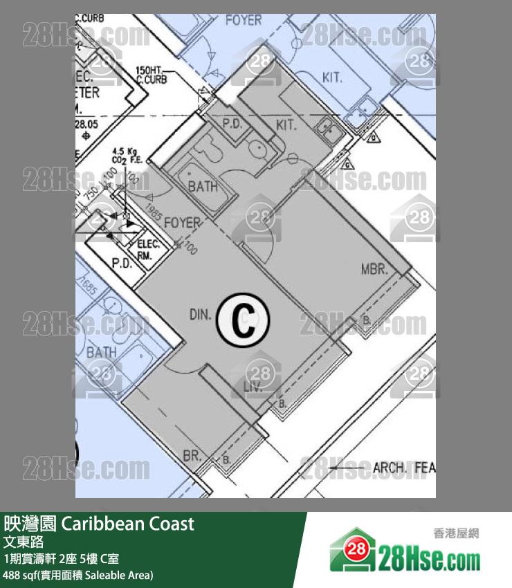 映灣園 1期賞濤軒2座5樓 C室 平面圖