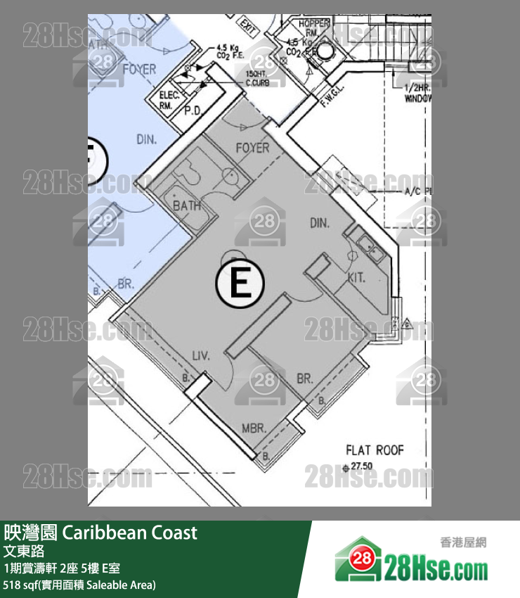 映灣園 1期賞濤軒2座5樓 E室 平面圖