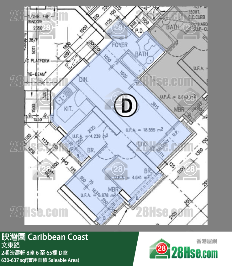 映灣園 2期映濤軒8座8樓 D室 平面圖