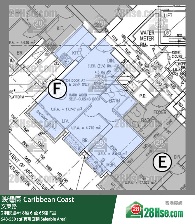 映灣園 2期映濤軒8座47樓 F室 平面圖