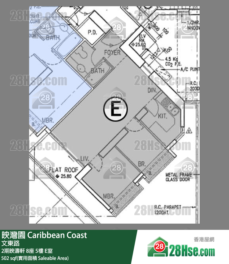 映灣園 2期映濤軒8座5樓 E室 平面圖