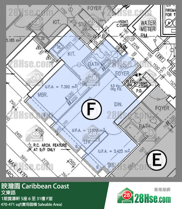 映灣園 1期賞濤軒5座7樓 F室 平面圖