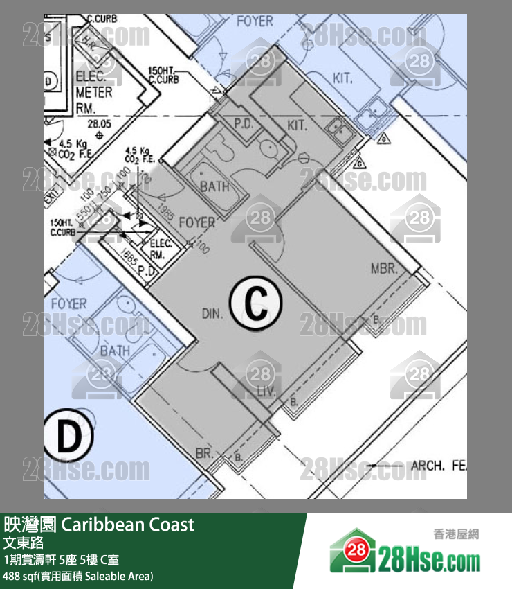 映灣園 1期賞濤軒5座5樓 C室 平面圖