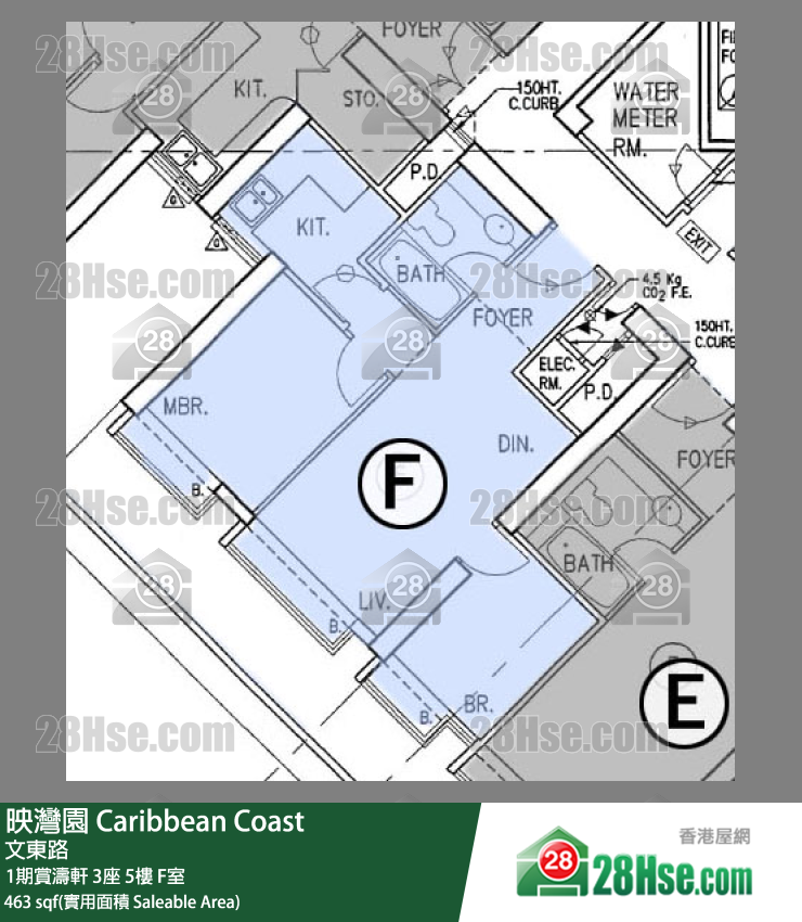 映灣園 1期賞濤軒3座5樓 F室 平面圖