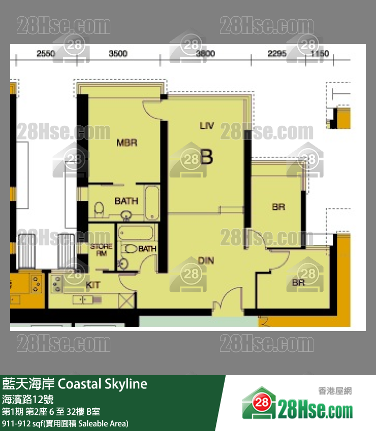 藍天海岸 第1期第2座10樓 B室 平面圖