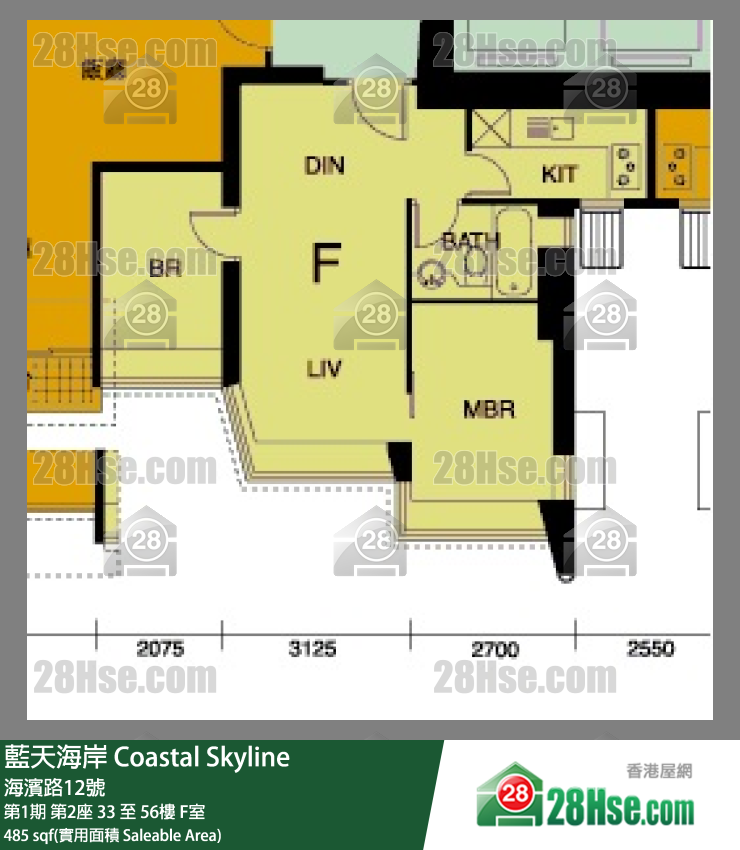 藍天海岸 第1期第2座42樓 F室 平面圖