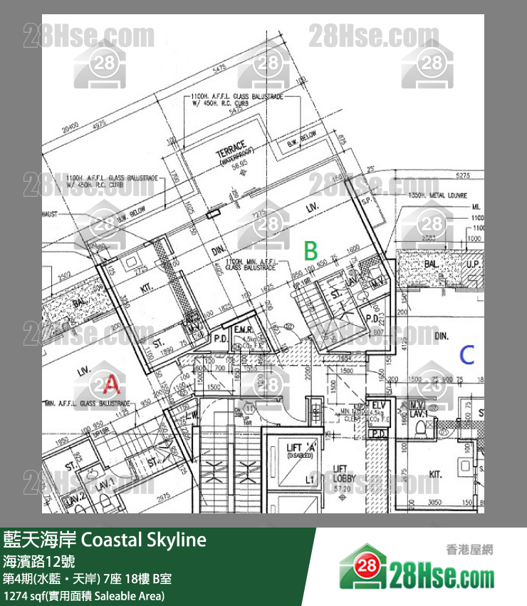 藍天海岸 第4期(水藍‧天岸)7座18樓 B室 平面圖
