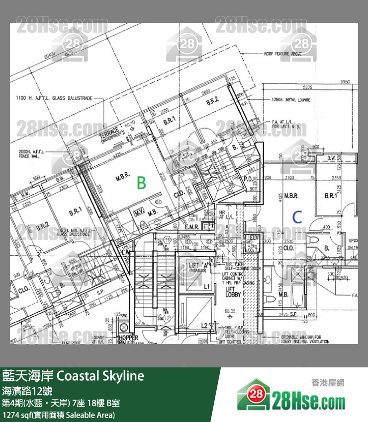 藍天海岸 第4期(水藍‧天岸)7座18樓 B室 平面圖
