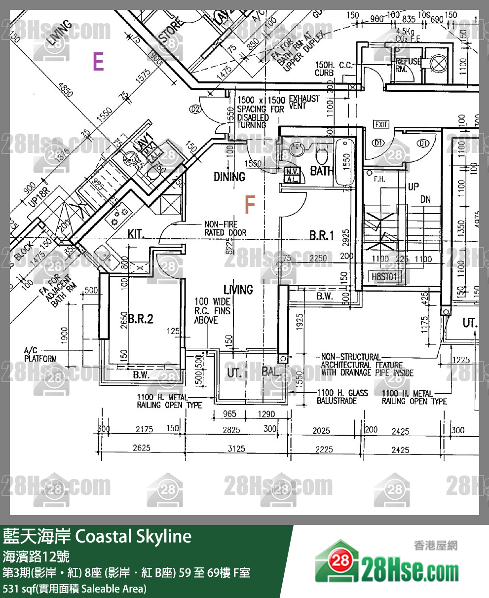 藍天海岸 第3期(影岸‧紅)8座 (影岸．紅 B座)61樓 F室 平面圖