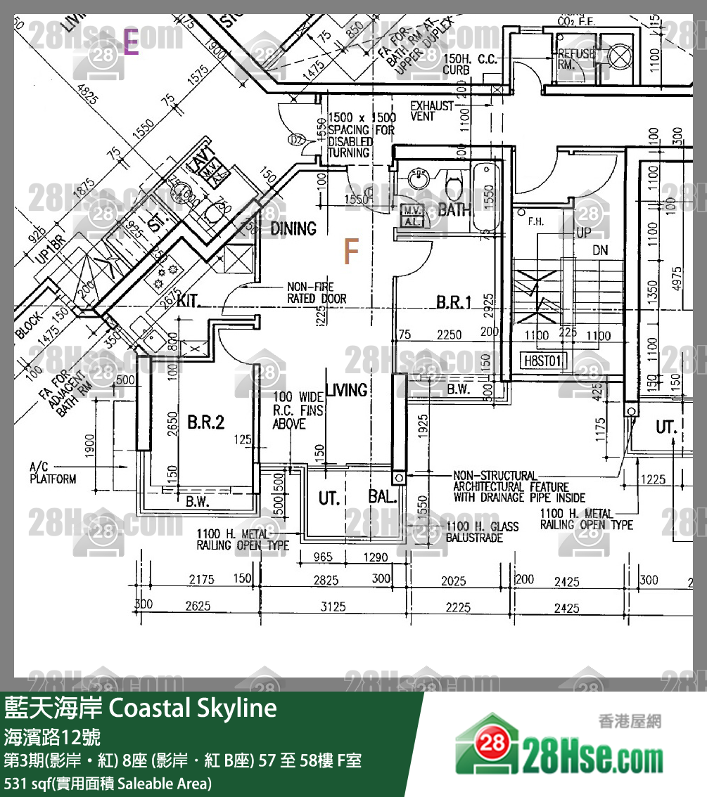 藍天海岸 第3期(影岸‧紅)8座 (影岸．紅 B座)57樓 F室 平面圖