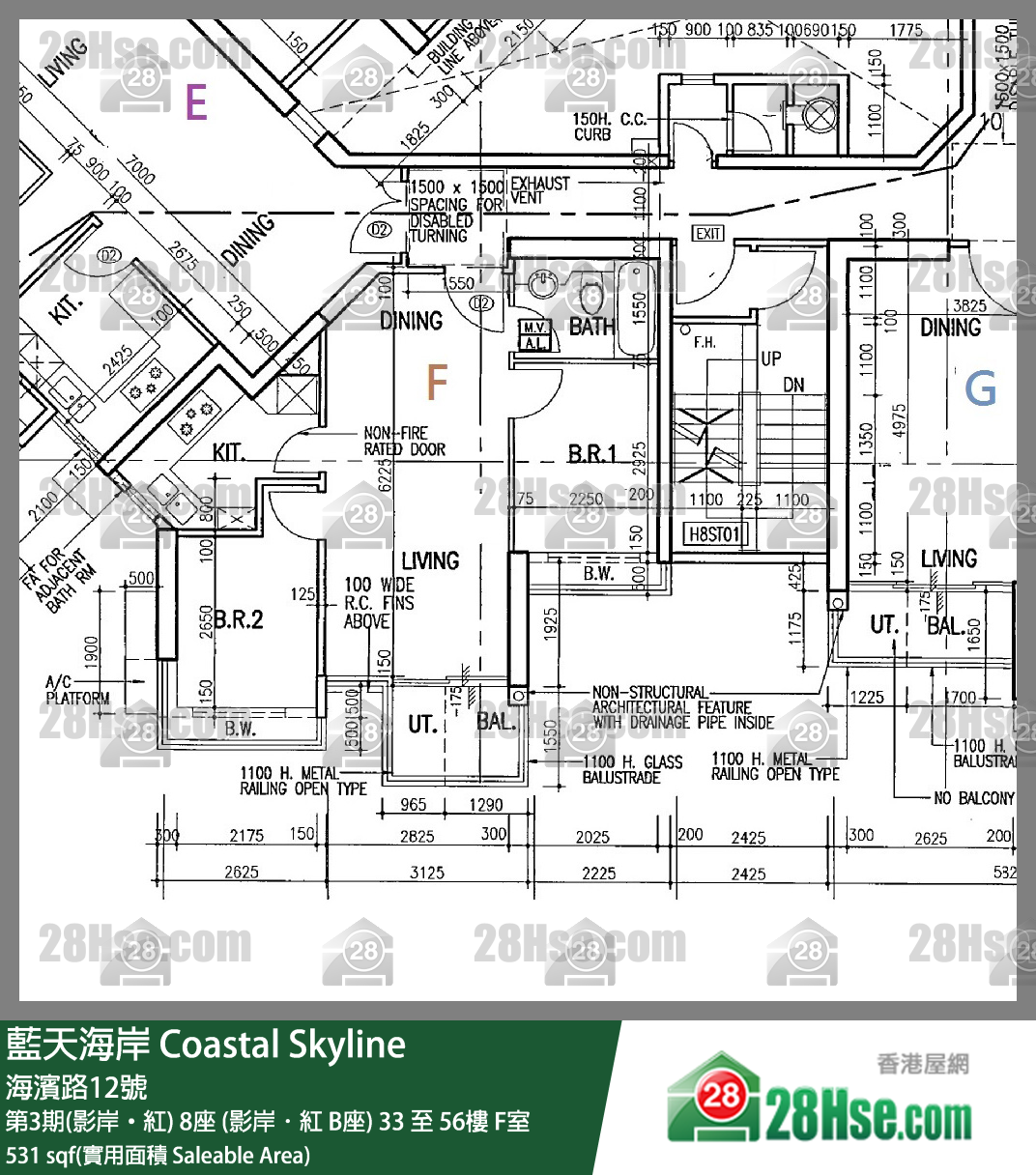 藍天海岸 第3期(影岸‧紅)8座 (影岸．紅 B座)52樓 F室 平面圖