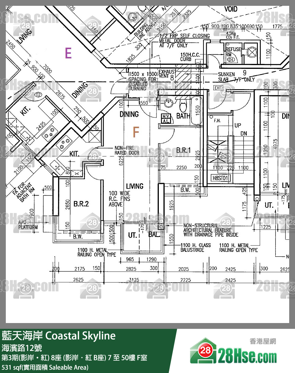 藍天海岸 第3期(影岸‧紅)8座 (影岸．紅 B座)29樓 F室 平面圖