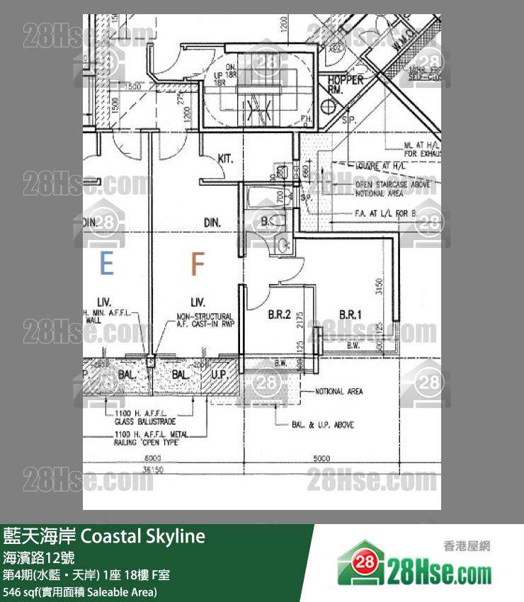 藍天海岸 第4期(水藍‧天岸)1座18樓 F室 平面圖