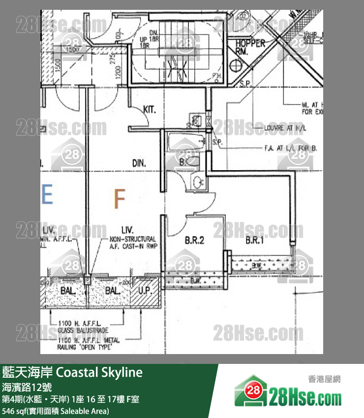 藍天海岸 第4期(水藍‧天岸)1座16樓 F室 平面圖