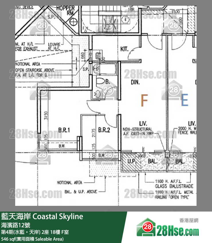 藍天海岸 第4期(水藍‧天岸)2座18樓 F室 平面圖
