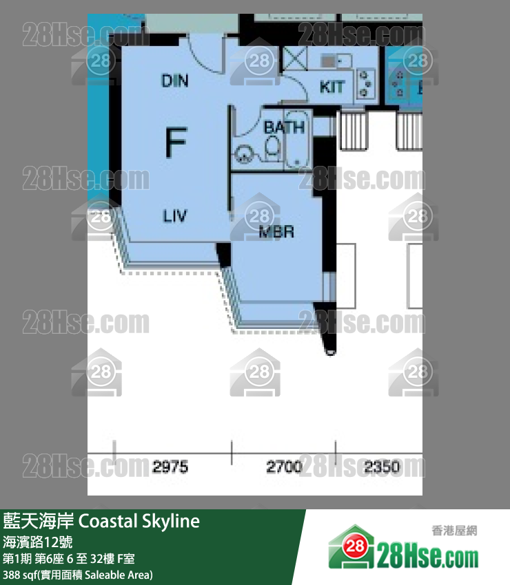 藍天海岸 第1期第6座22樓 F室 平面圖
