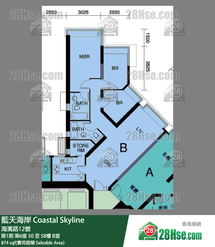 藍天海岸 第1期第6座57樓 B室 平面圖
