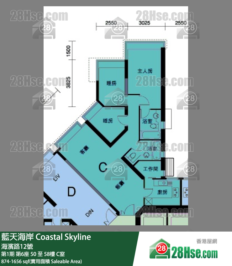 藍天海岸 第1期第6座51樓 C室 平面圖