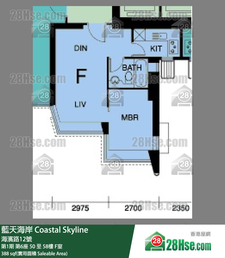 藍天海岸 第1期第6座53樓 F室 平面圖