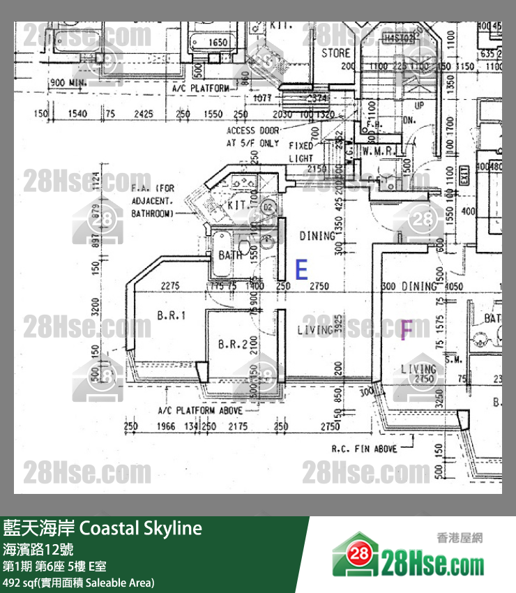 藍天海岸 第1期第6座5樓 E室 平面圖