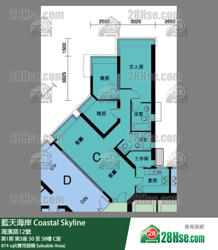 藍天海岸 第1期第3座53樓 C室 平面圖