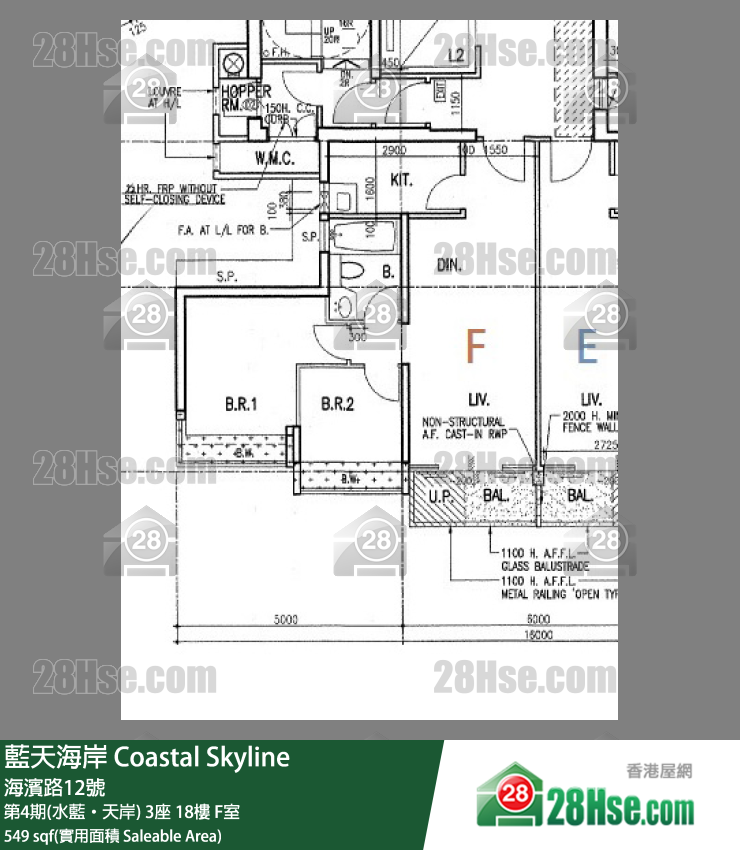 藍天海岸 第4期(水藍‧天岸)3座18樓 F室 平面圖