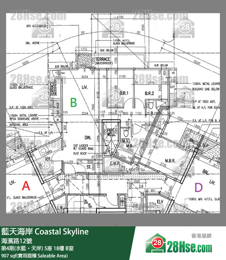 藍天海岸 第4期(水藍‧天岸)5座18樓 B室 平面圖
