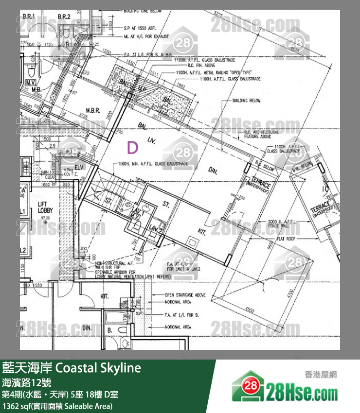 藍天海岸 第4期(水藍‧天岸)5座18樓 D室 平面圖