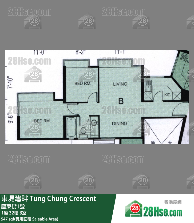 东堤湾畔 1座32楼 B室 平面图