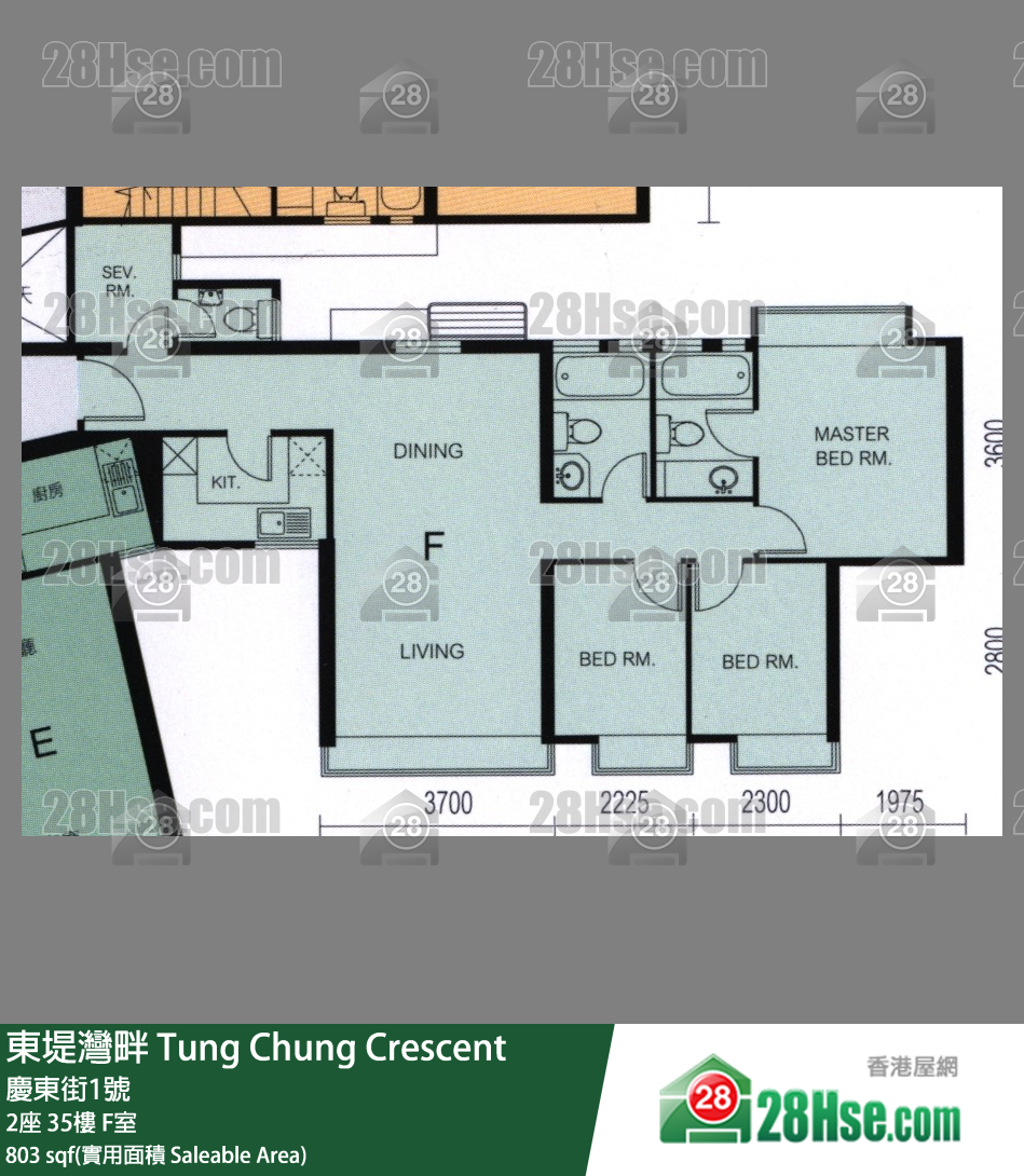 东堤湾畔 2座35楼 F室 平面图