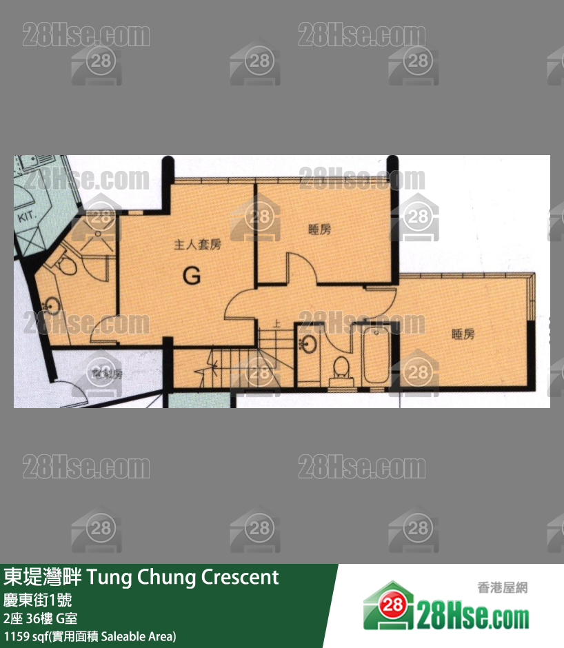 东堤湾畔 2座36楼 G室 平面图