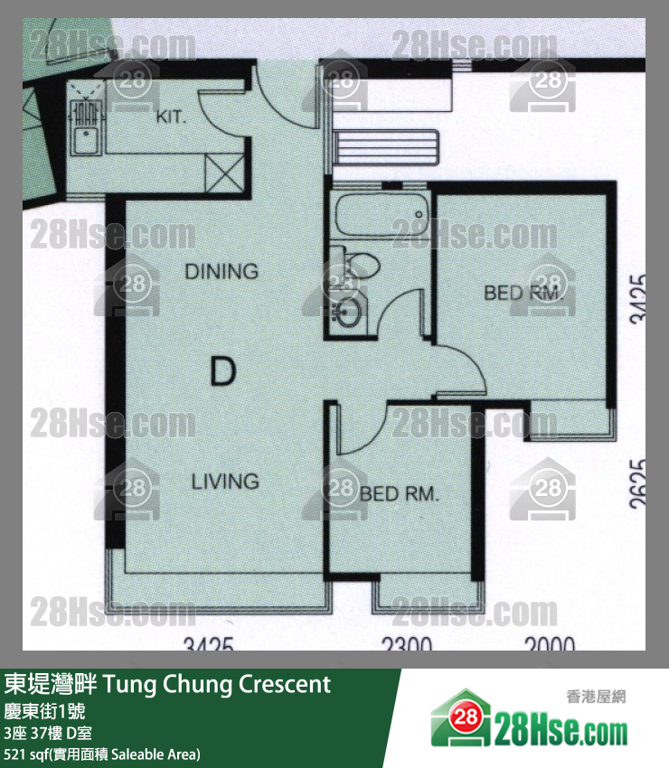 东堤湾畔 3座37楼 D室 平面图
