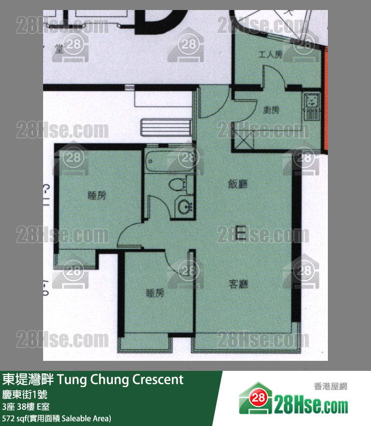 东堤湾畔 3座38楼 E室 平面图