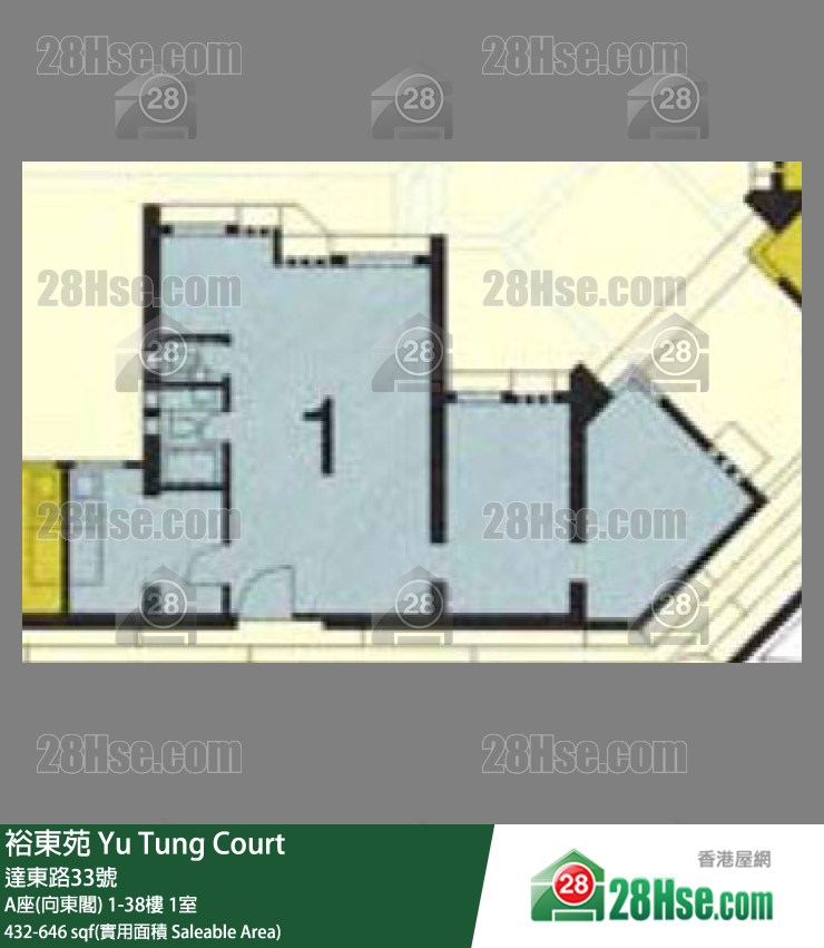 裕東苑 A座(向東閣)36樓 1室 平面圖