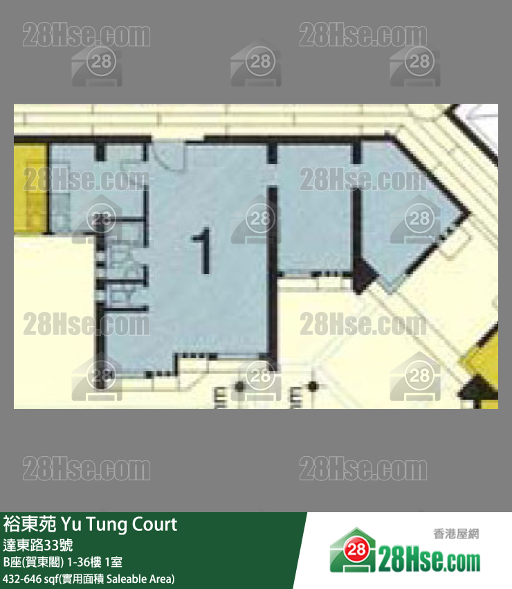 裕東苑 B座(賀東閣)10樓 1室 平面圖