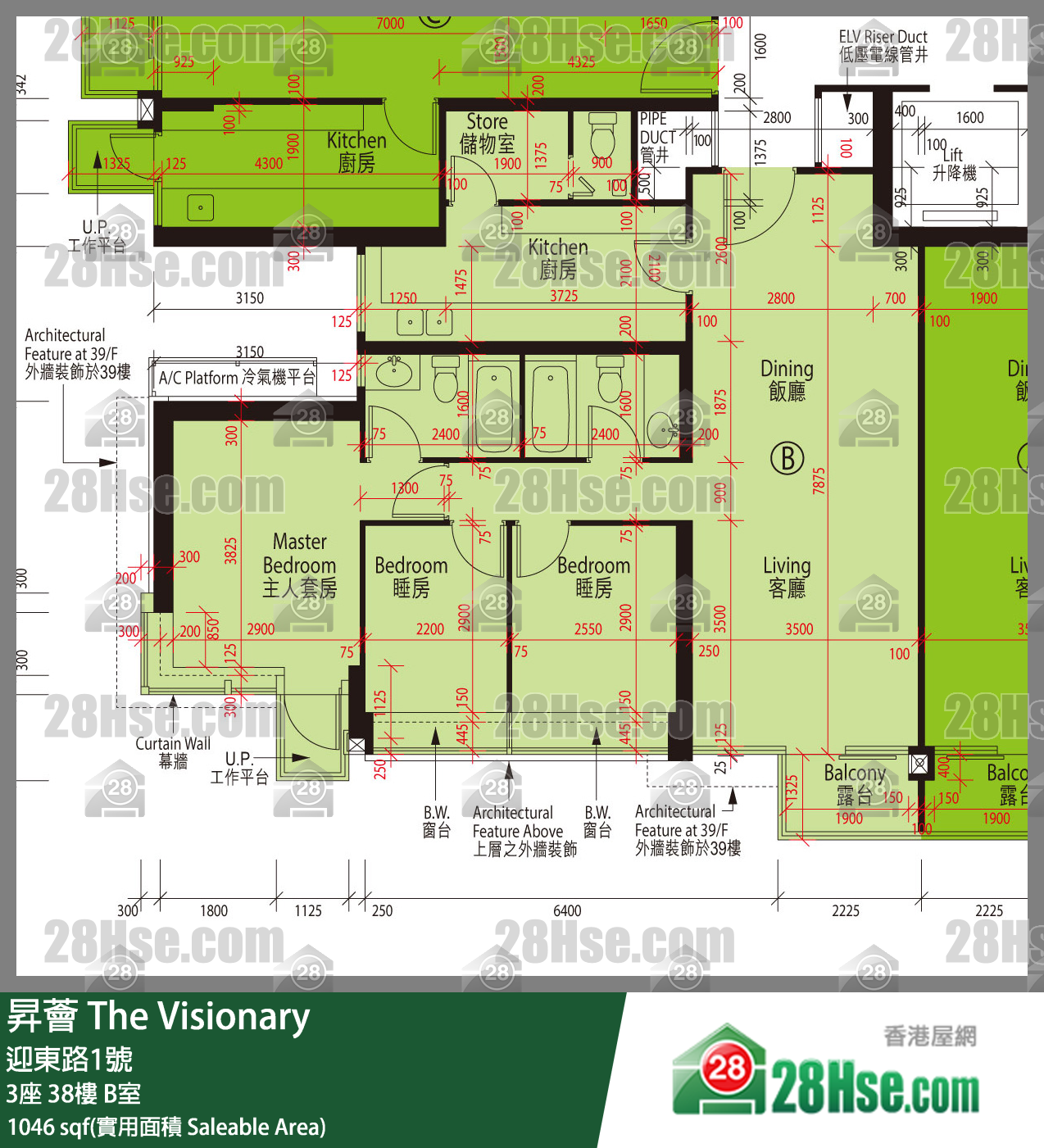 升荟 大厦3座38楼 B室 平面图