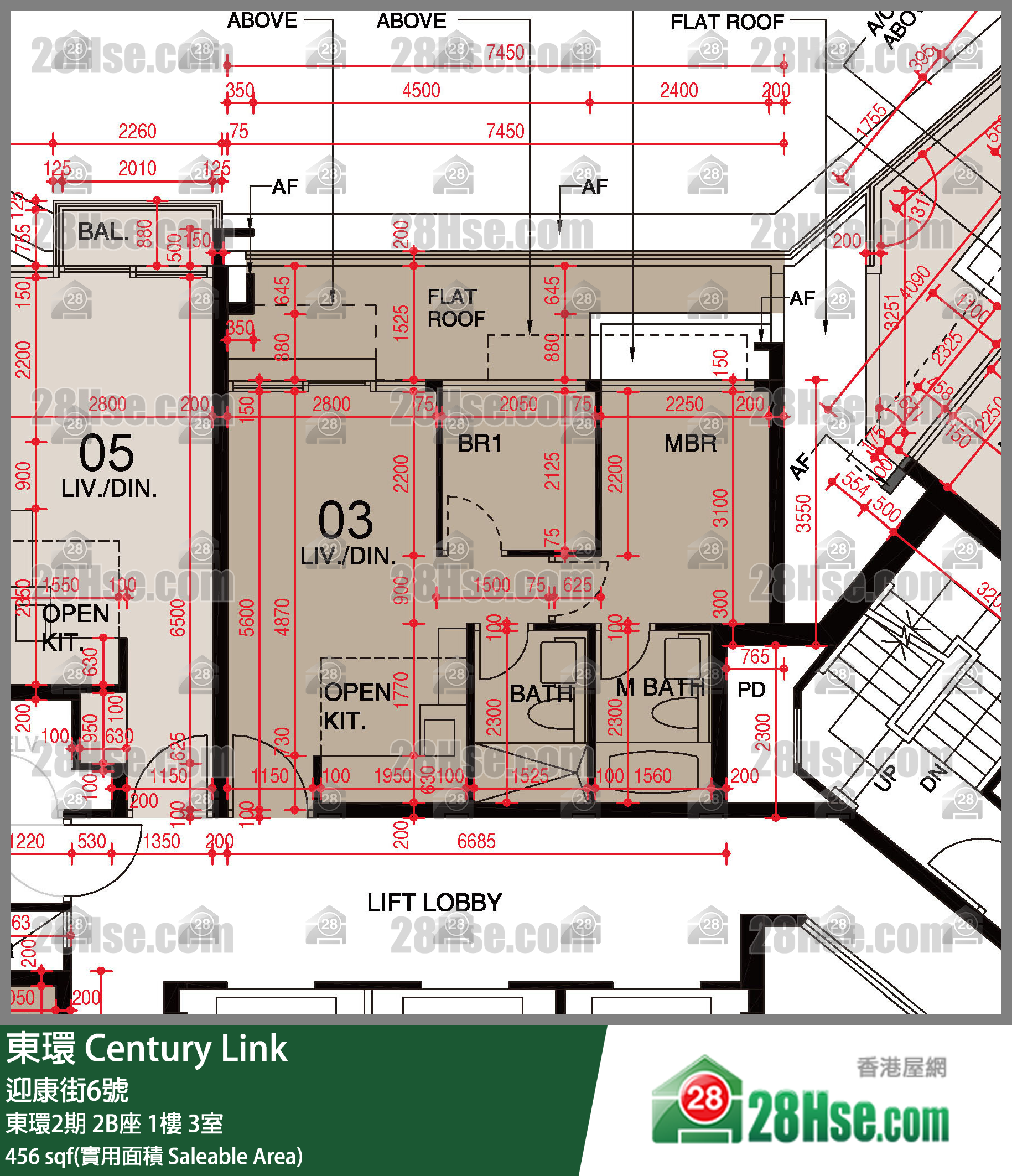 東環 東環2期2B座1樓 3室 平面圖