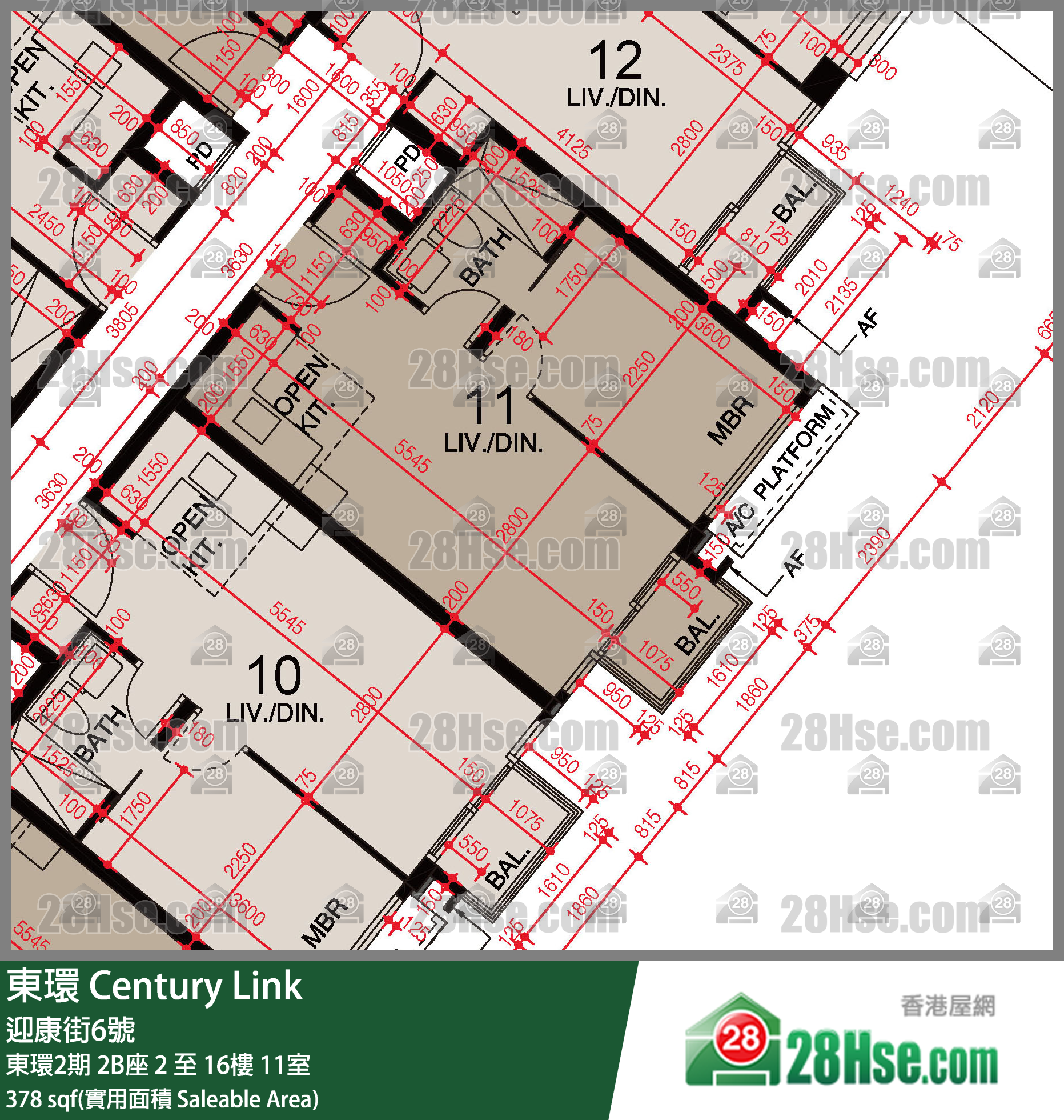 東環 東環2期2B座9樓 11室 平面圖