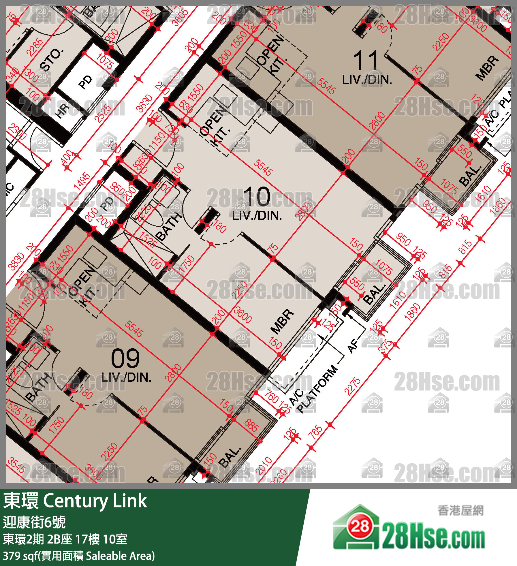 東環 東環2期2B座17樓 10室 平面圖