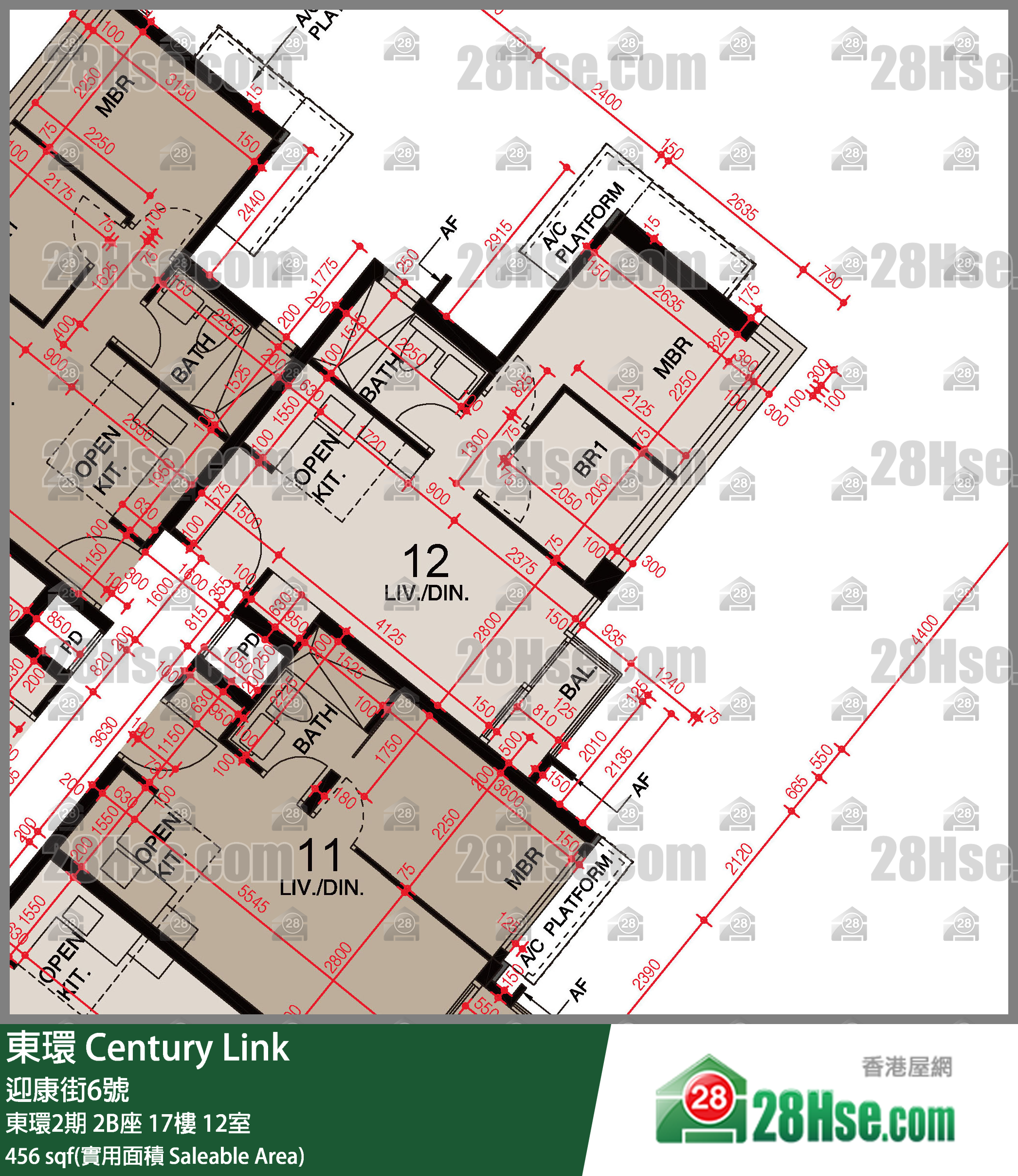 東環 東環2期2B座17樓 12室 平面圖