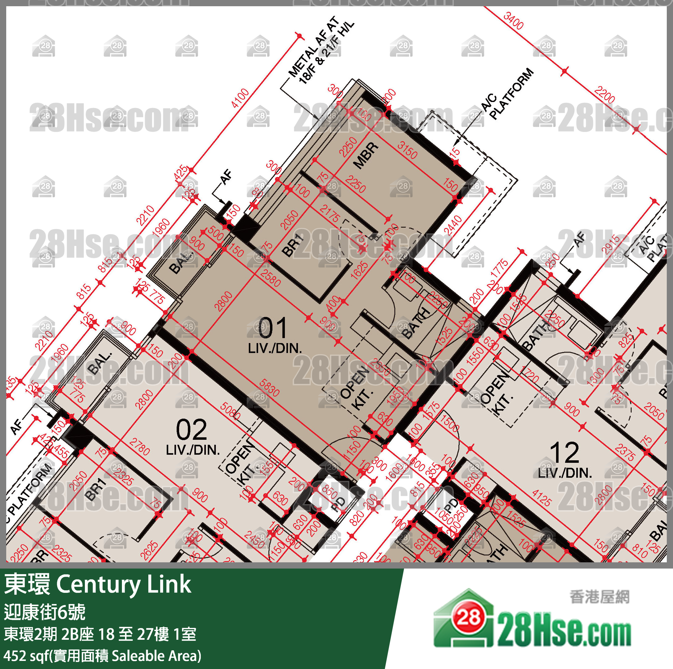 東環 東環2期2B座19樓 1室 平面圖
