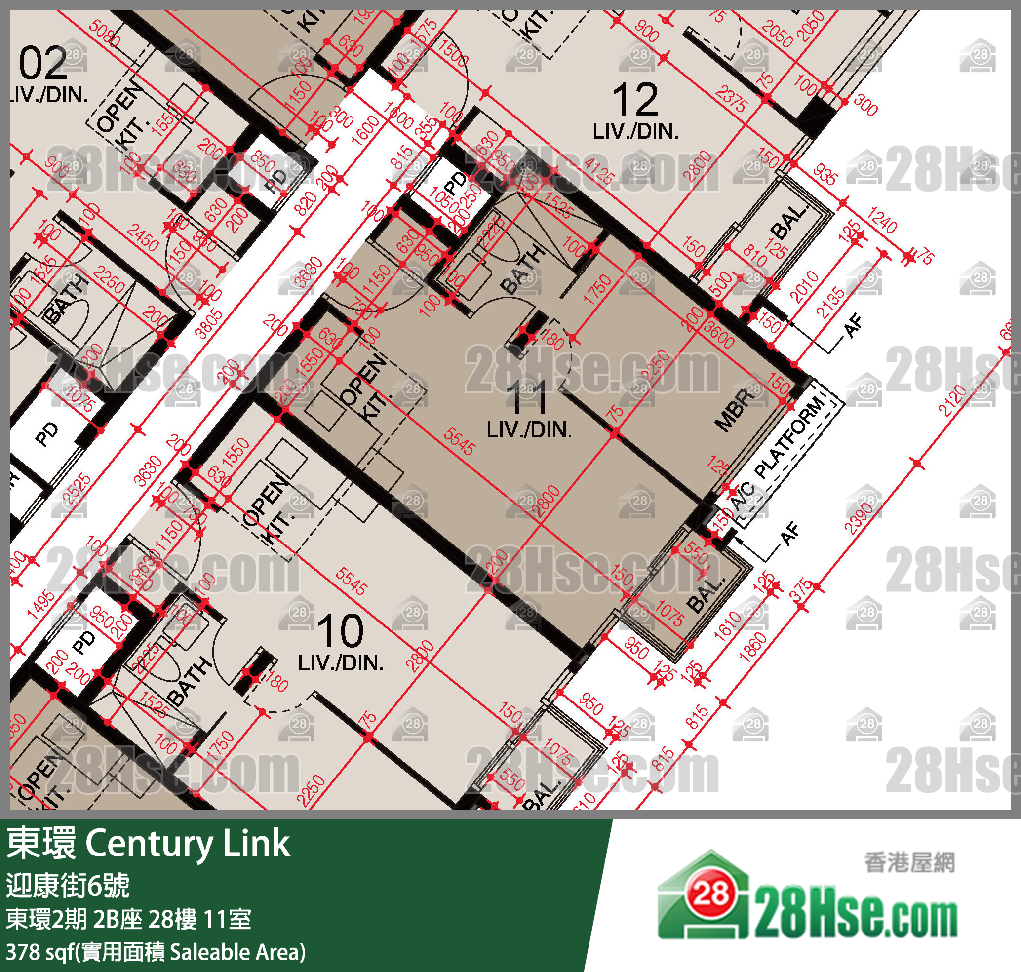 東環 東環2期2B座28樓 11室 平面圖