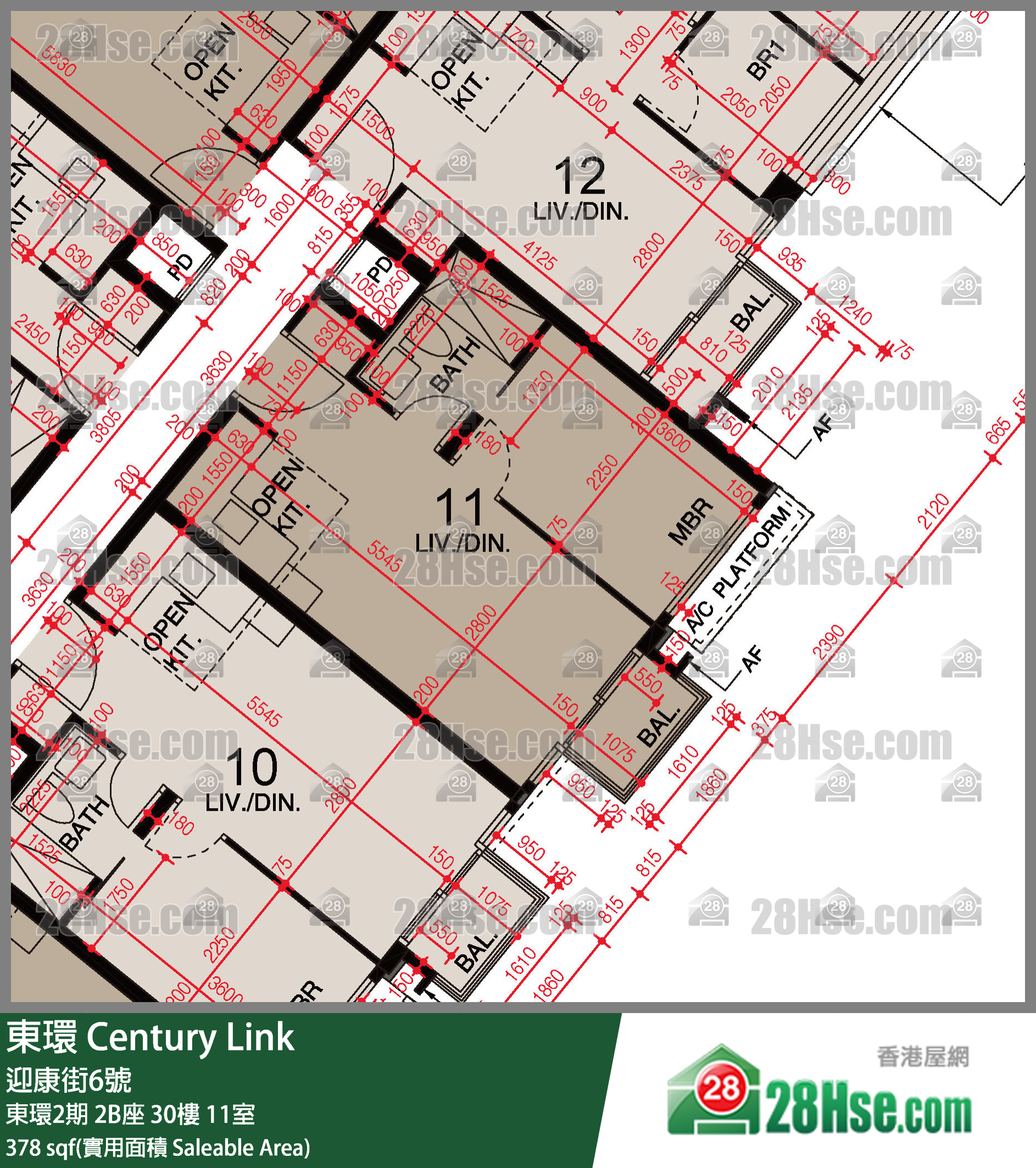 東環 東環2期2B座30樓 11室 平面圖