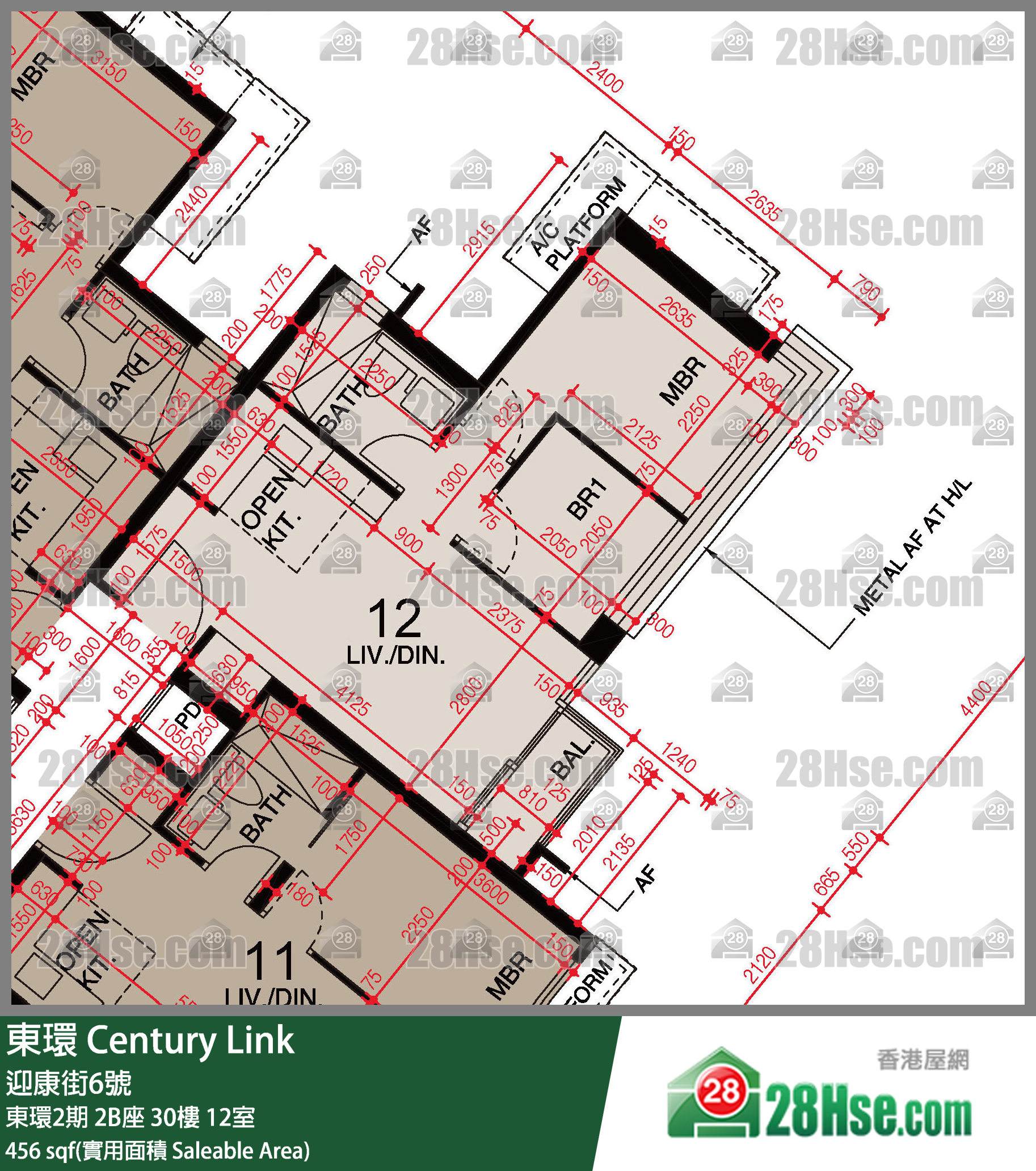 東環 東環2期2B座30樓 12室 平面圖