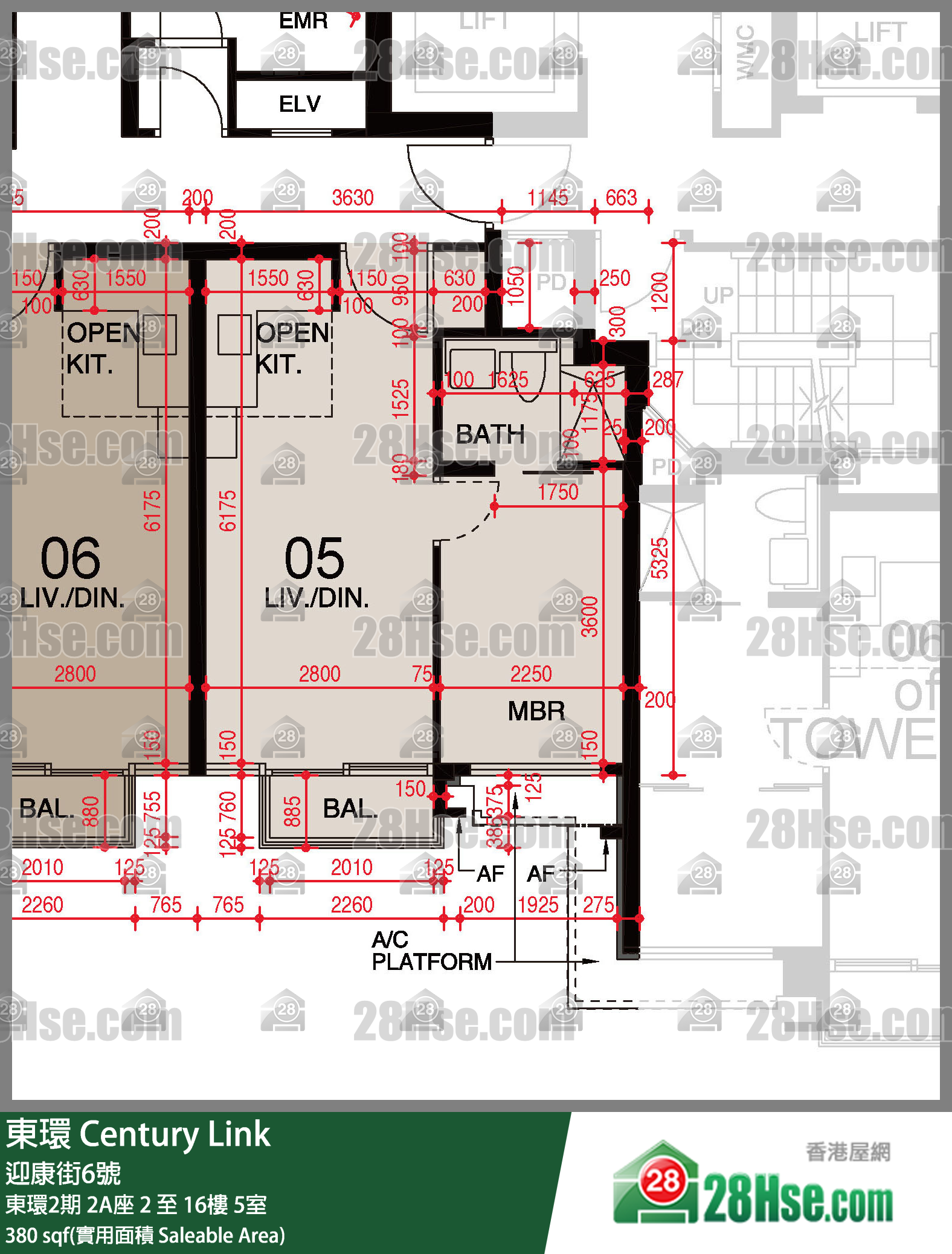 東環 東環2期2A座11樓 5室 平面圖