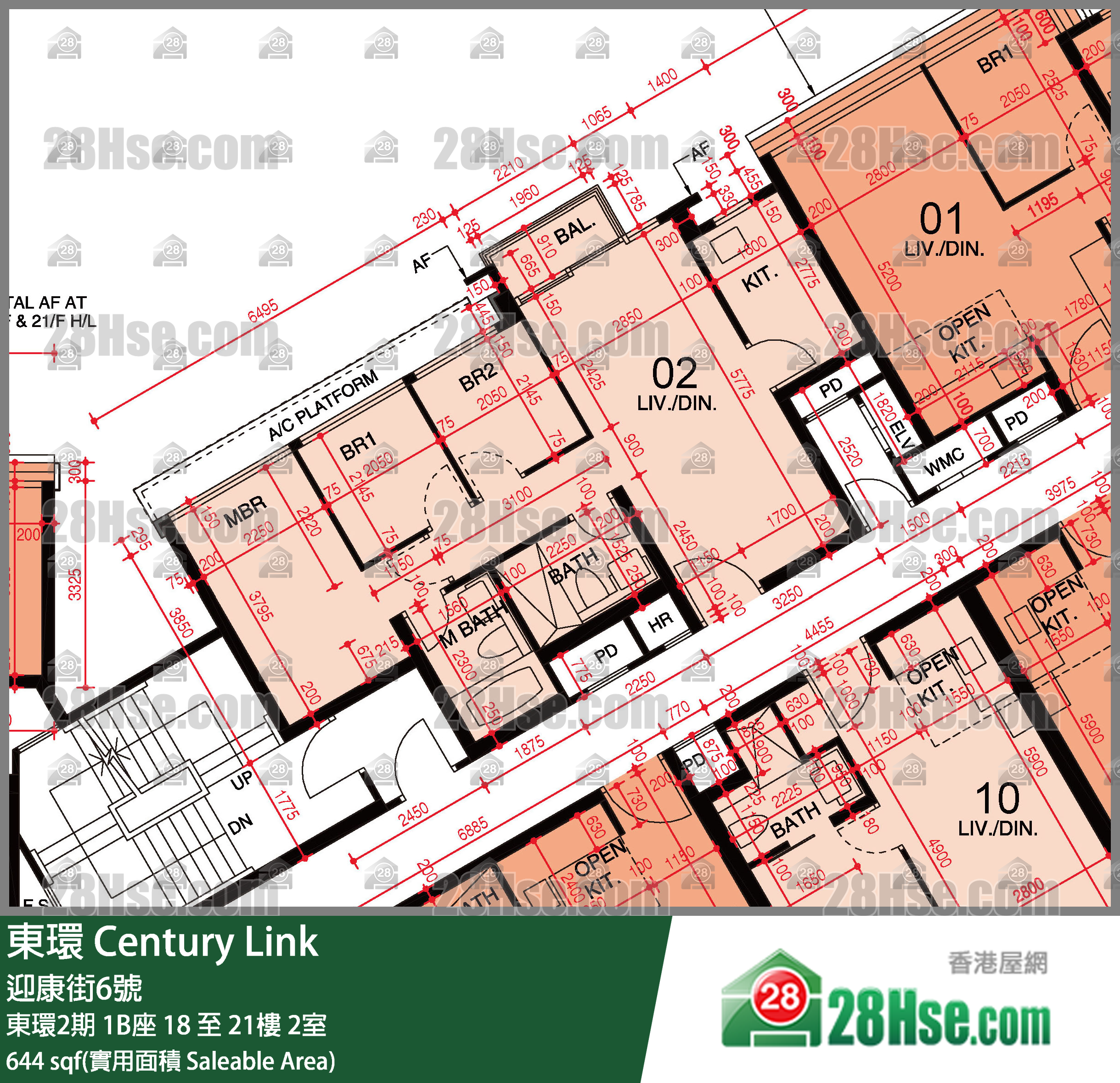 東環 東環2期1B座19樓 2室 平面圖