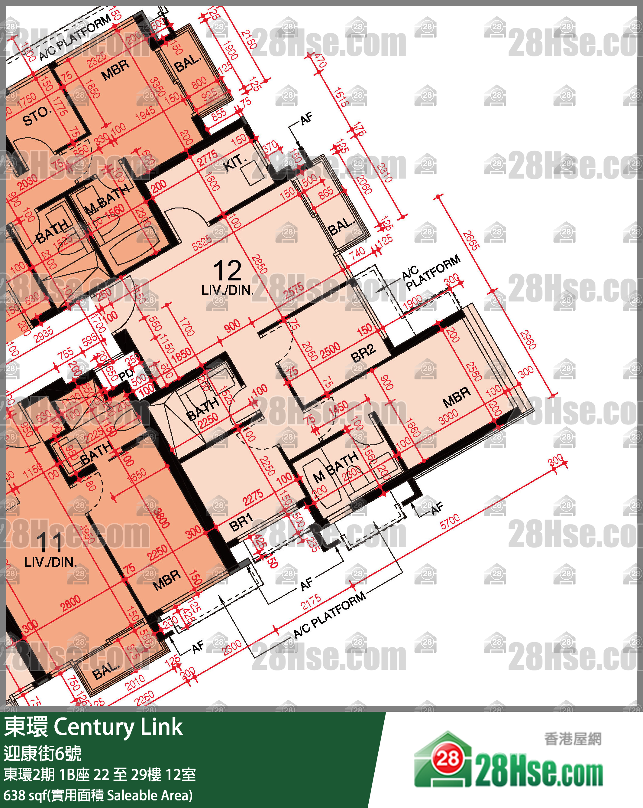 東環 東環2期1B座26樓 12室 平面圖