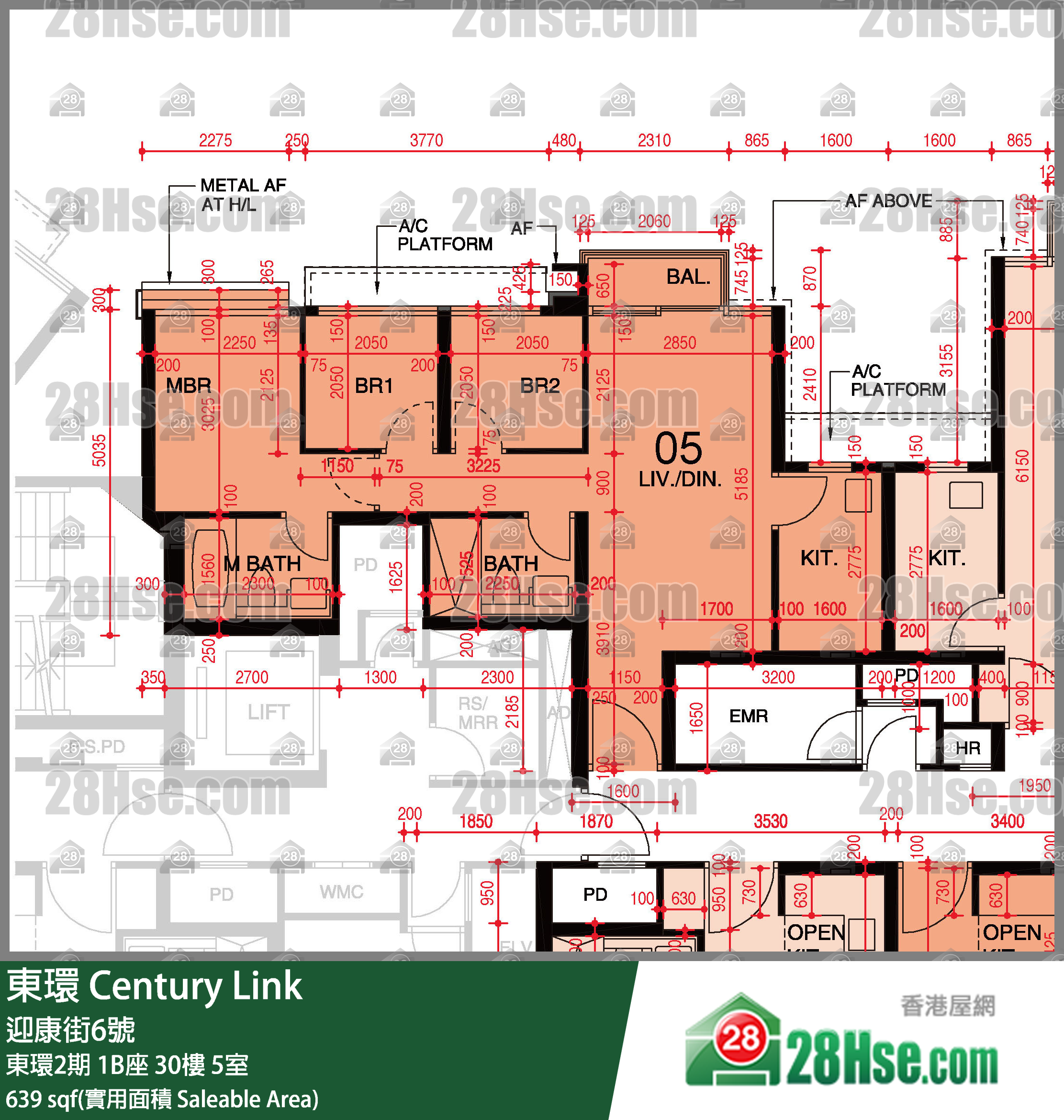 東環 東環2期1B座30樓 5室 平面圖