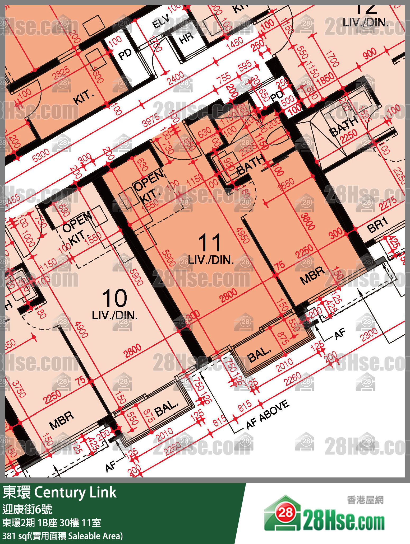 東環 東環2期1B座30樓 11室 平面圖